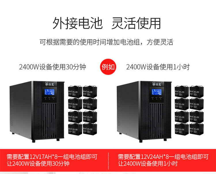 SC3KS在線式山克UPS電源-外接電池長效機